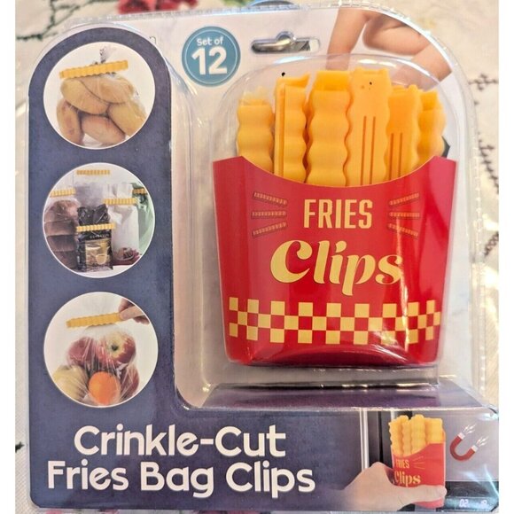 Crinkle-Cut Fries Bag Clips Set of 12 French-Fry Holder Magnetic for Fridge NIP - Picture 1 of 5